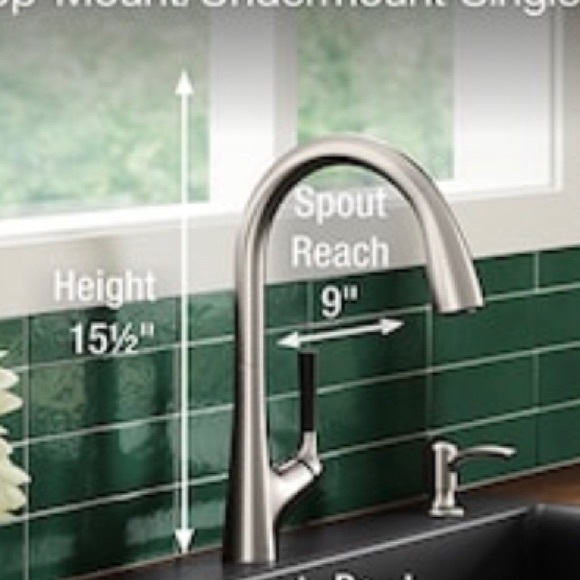 Kohler Malleco Pull-down kitchen faucet w/ top-filled soap/lotion dispenser. - Picture 2 of 6